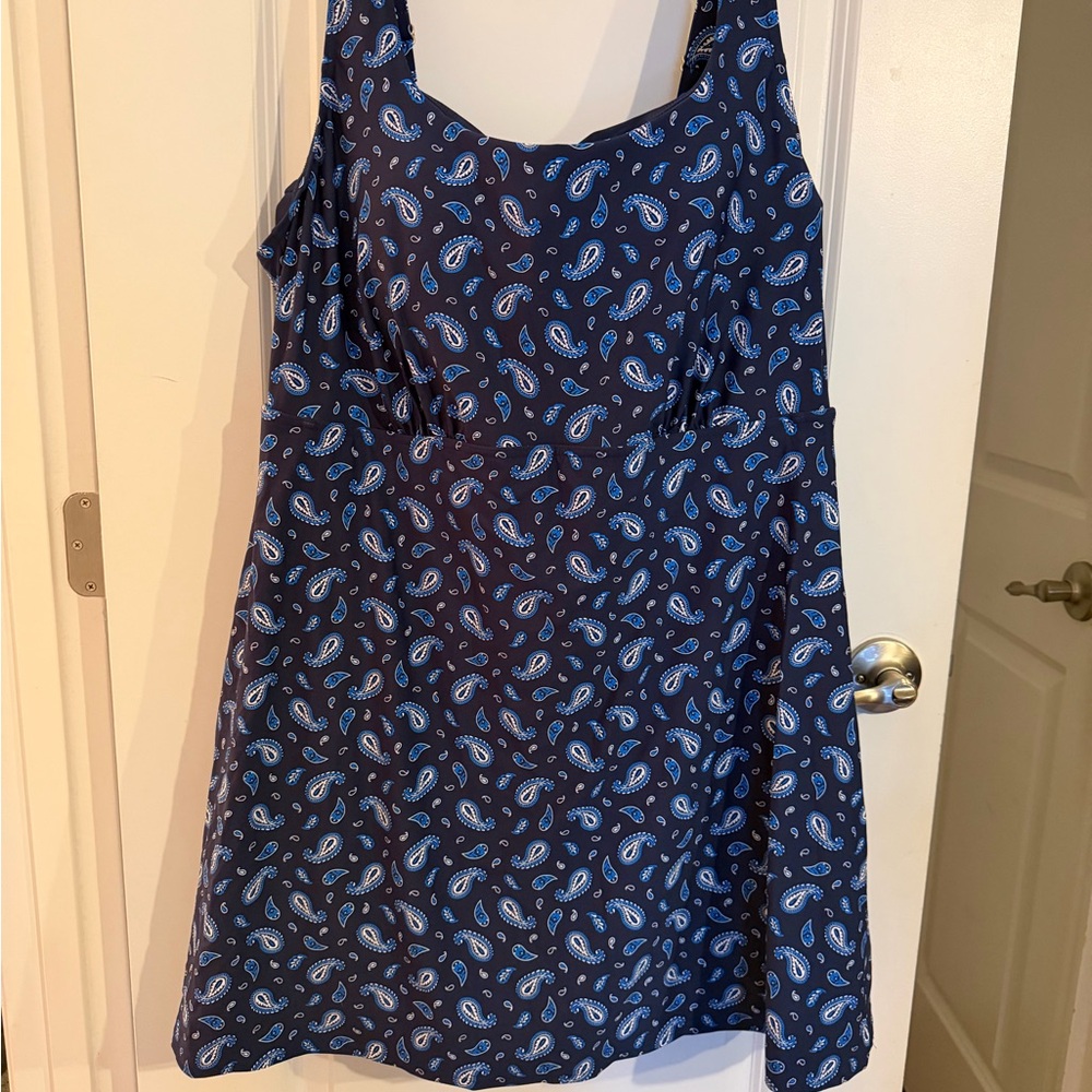 Lands' End Blue Paisley Women's Swim One Piece